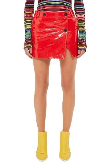 Women's Topshop Unique Heaton Leather Mini Wrap Skirt Us (fits Like 0) - Red
