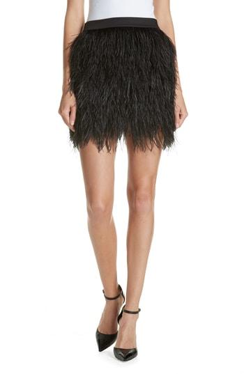 Women's Robert Rodriguez Ostrich Feather Miniskirt - Black