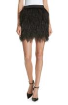 Women's Robert Rodriguez Ostrich Feather Miniskirt - Black