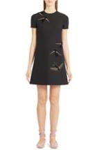 Women's Valentino Embroidered Swallow Wool & Silk Crepe Dress