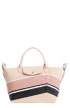 Longchamp Small Le Pliage Cuir - Chevron Leather Tote - Pink