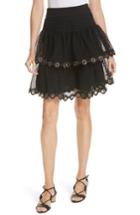 Women's Maje James Tiered Ruffle Grommet Skirt - Black