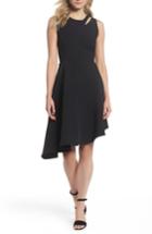 Women's Adelyn Rae Bonnie Asymmetrical Fit & Flare Dress - Black