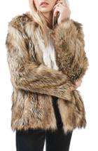Women's Topshop Ultimate Faux Fur Coat Us (fits Like 0) - Brown