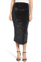 Women's Trouve Velvet Midi Skirt, Size - Black