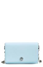 Women's Tory Burch 'robinson' Leather Wallet On A Chain - Blue