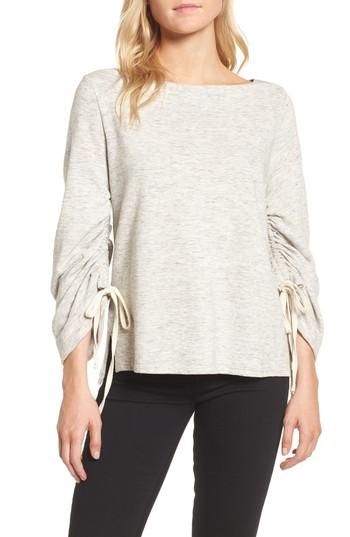 Women's Ella Moss Ruched Sleeve Sweatshirt - Grey