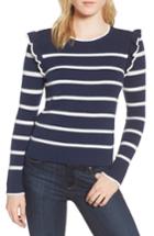 Women's Cupcakes And Cashmere Bryant Ruffle Stripe Sweater - Blue