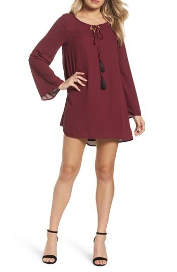 Women's Mary & Mabel Tassel Shift Dress - Burgundy