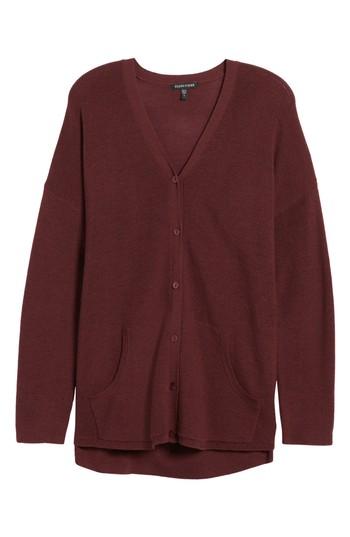 Women's Eileen Fisher V-neck Merino Wool Cardigan - Burgundy