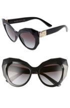 Women's Dolce & Gabbana 52mm Gradient Beveled Cat Eye Sunglasses - Black/ Black Gradient