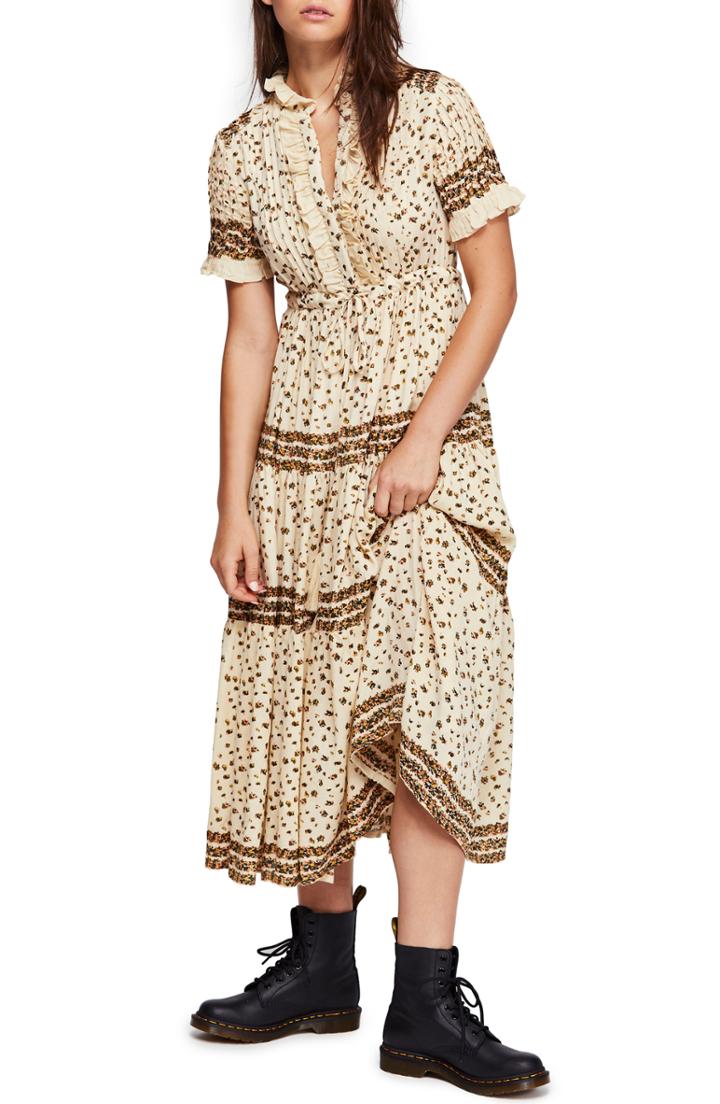 Women's Free People Rare Feeling Pleated Maxi Dress - Beige