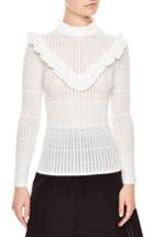 Women's Sandro Ruffle Neck Sweater - White
