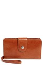 Women's Hobo 'danette' Glazed Leather Continental Wallet - Brown