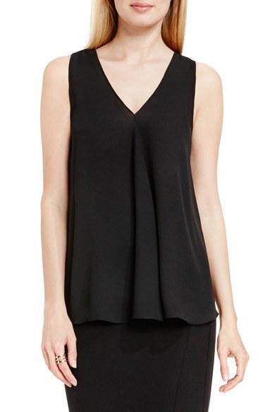 Women's Vince Camuto Drape Front V-neck Sleeveless Blouse - Black