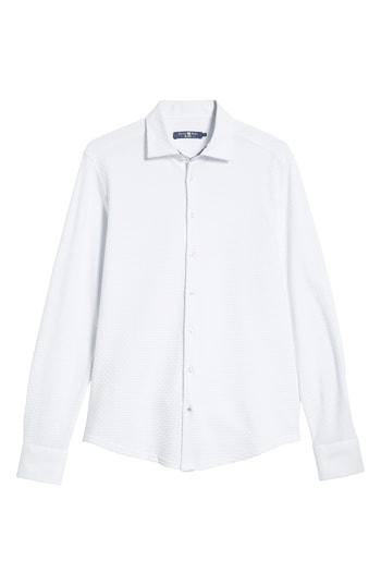 Men's Stone Rose Trim Fit Basketweave Sport Shirt - White