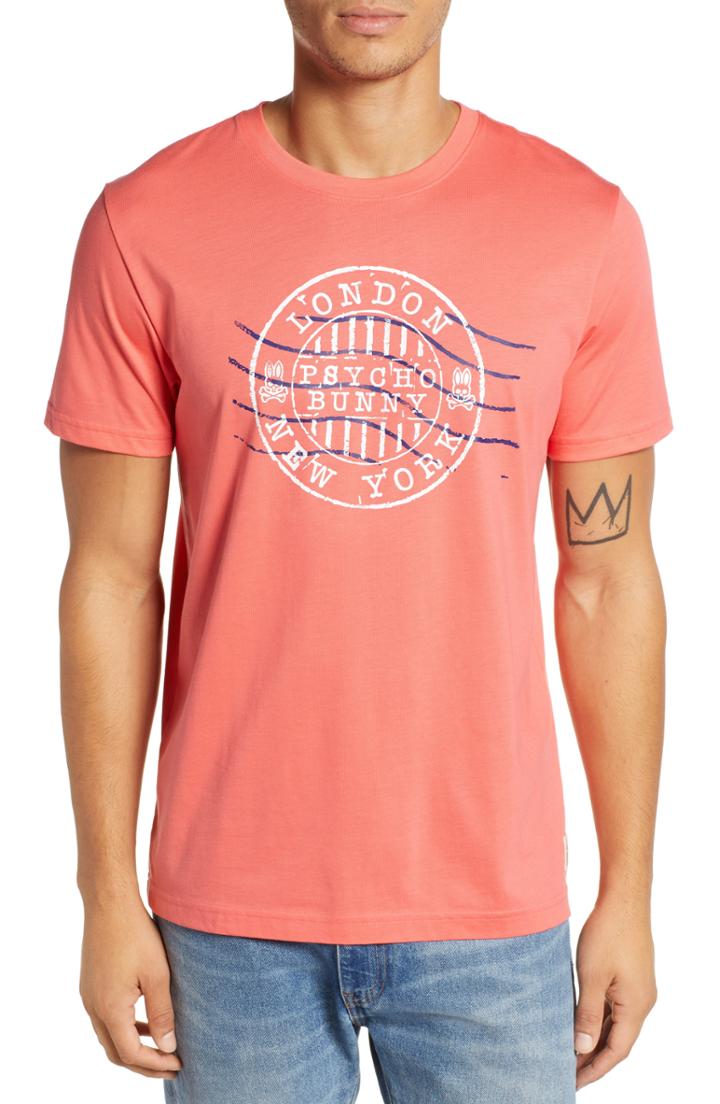 Men's Psycho Bunny Ashton Graphic T-shirt (xs) - Coral