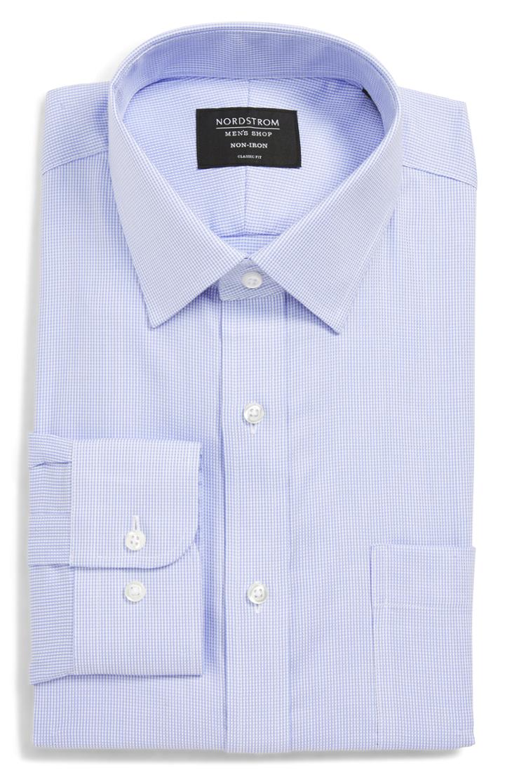 Men's Nordstrom Men's Shop Classic Fit Non-iron Stripe Dress Shirt - 32/33 - Blue