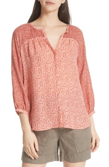 Women's Joie Jafeth Reverse Pattern Silk Peasant Top - Red