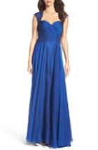 Women's La Femme Ruched Chiffon Gown - Blue