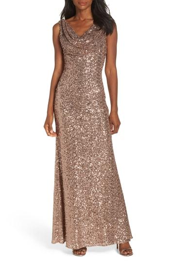 Women's Vince Camuto Cowl Neck Sequin Gown - Pink