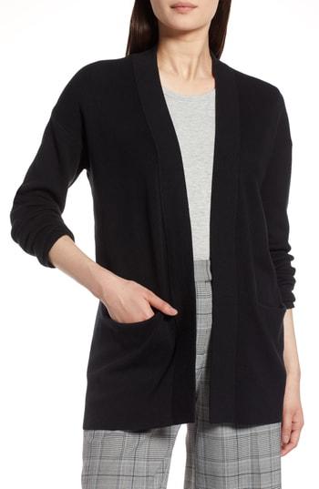Women's Halogen Varsity Knit Cardigan - Black