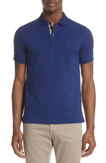 Men's Burberry Brit Oxford Abown Polo, Size - Blue