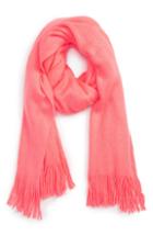 Women's David & Young Neon Fringe Scarf, Size - Coral