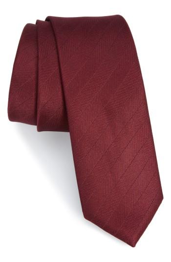 Men's The Tie Bar Herringbone Vow Silk Tie, Size - Burgundy