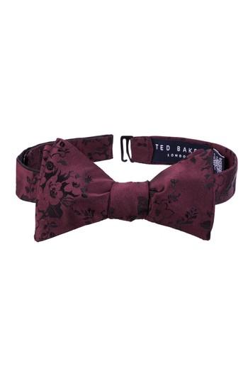 Men's Ted Baker London Patterned Embroidered Silk Bow Tie, Size - Red
