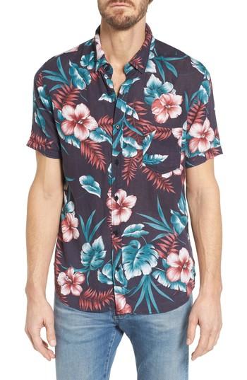 Men's Rails Carson Slim Fit Tropical Print Sport Shirt - Black