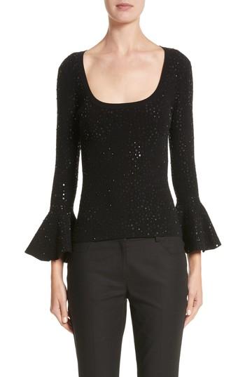 Women's Michael Kors Sequin Bell Sleeve Top - Black