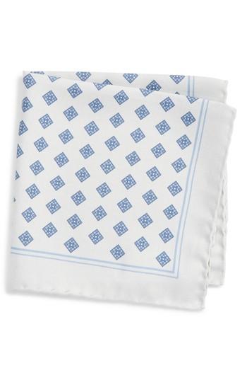 Men's Canali Print Silk Pocket Square, Size - Grey