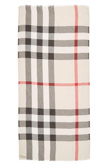 Women's Burberry Brit Sheer Mega Check Scarf, Size - Grey