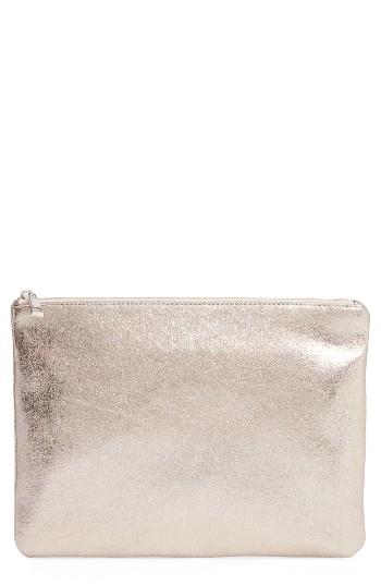 Bp. Faux Leather Large Zip Pouch - Metallic