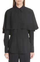 Women's Sara Battaglia Cape Detail Blouse Us / 40 It - Black