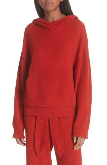 Women's Nanushka Mog Merino Wool & Cashmere Blend Hoodie - Red