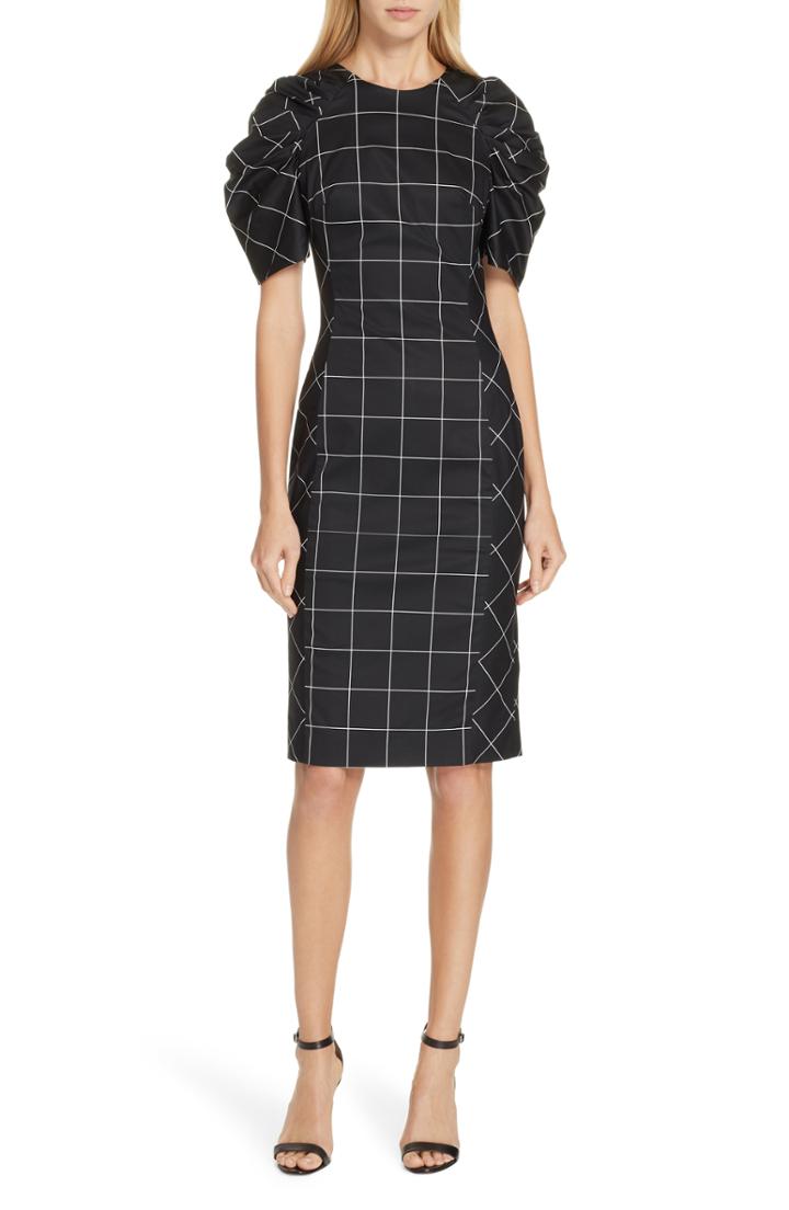 Women's Milly Check Sheath Dress - Black
