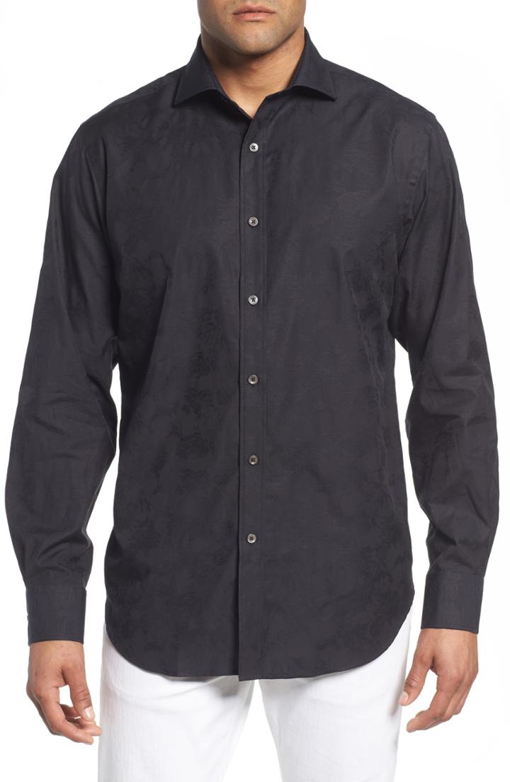 Men's Bugatchi Classic Fit Tonal Jacquard Sport Shirt