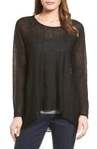 Women's Eileen Fisher Organic Linen Blend Swing Sweater, Size - Black