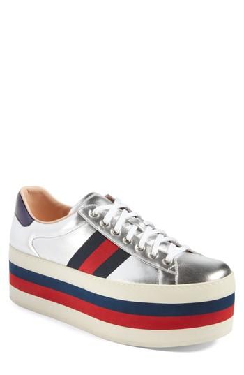 Men's Gucci New Ace Platform Sneaker Us / 11uk - Metallic