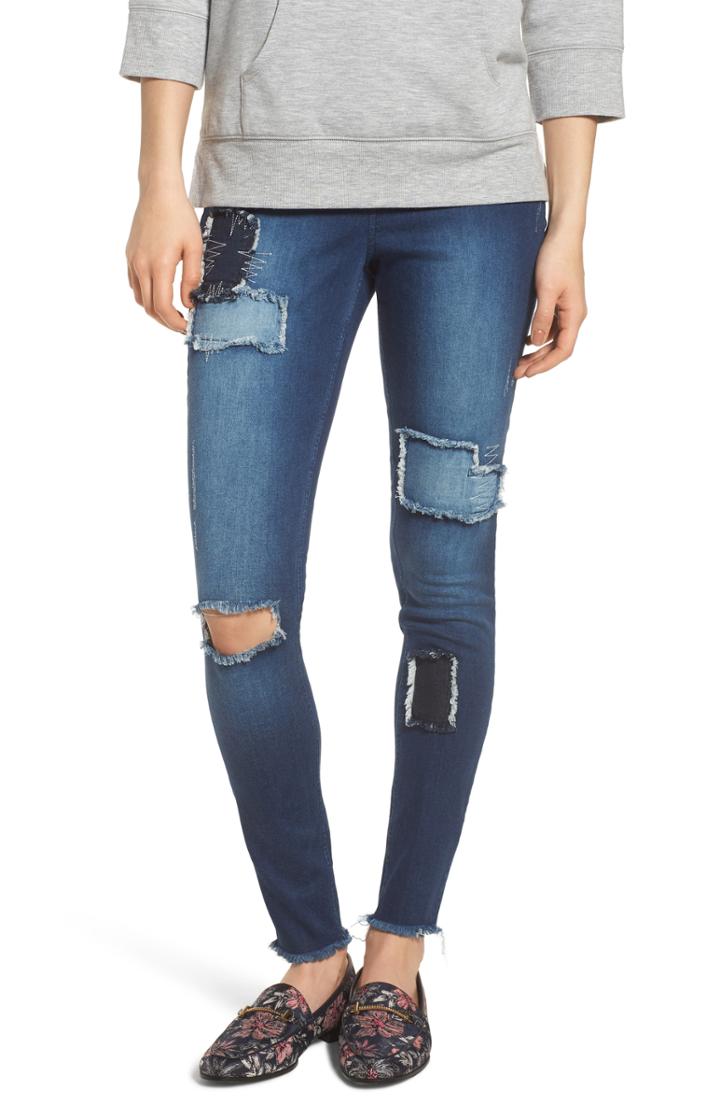 Women's Zeza B By Hue High Waist Distressed Denim Leggings - Blue
