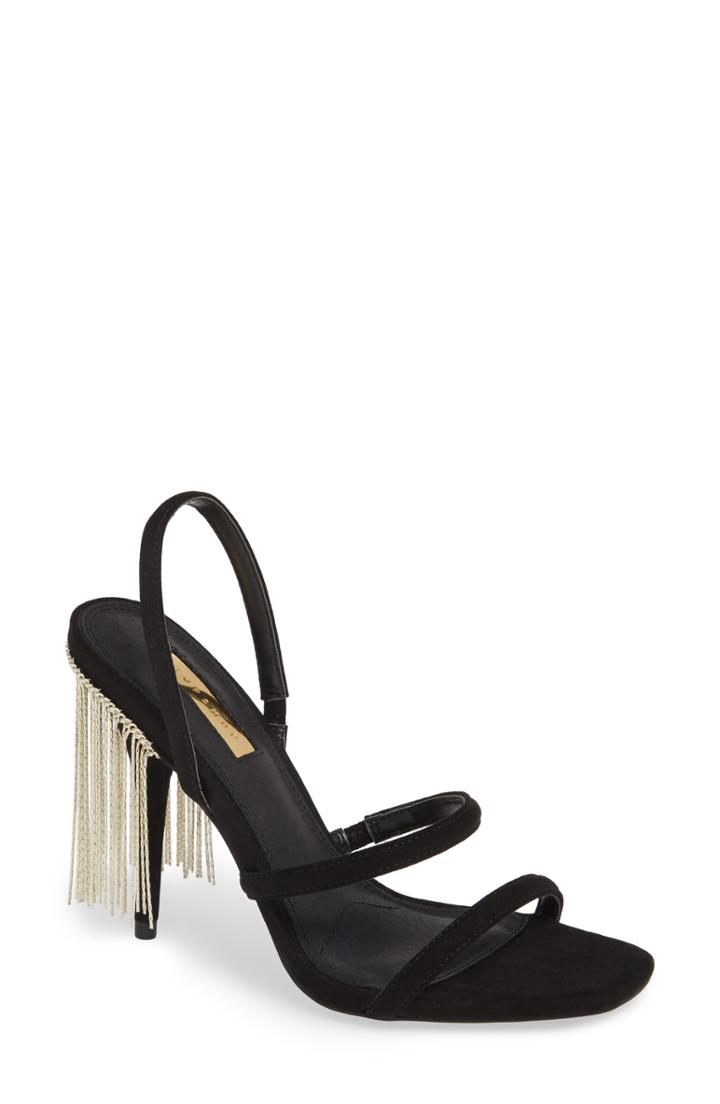 Women's Topshop Rain Fringe Sandal .5us / 41eu M - Black