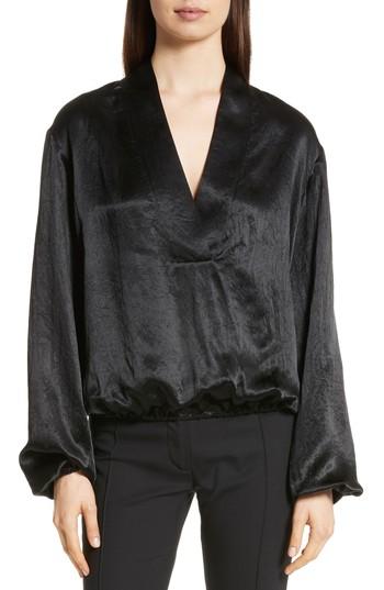 Women's Nili Lotan Kensington Satin Blouse - Black