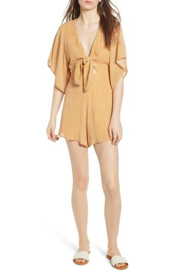 Women's Dee Elly Tie Front Romper - Yellow