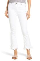 Women's Moon River Frayed Hem High Rise Crop Jeans - White