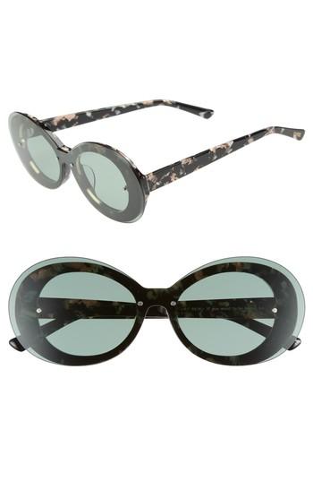 Women's Bonnie Clyde Ai-ren 51mm Round Sunglasses - Marbled Olive