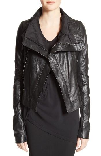 Women's Rick Owens Classic Leather Biker Jacket Us / 42 It - Black