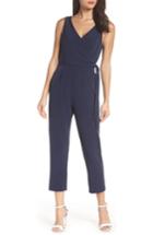 Women's Charles Henry Faux Wrap Jumpsuit, Size - Blue