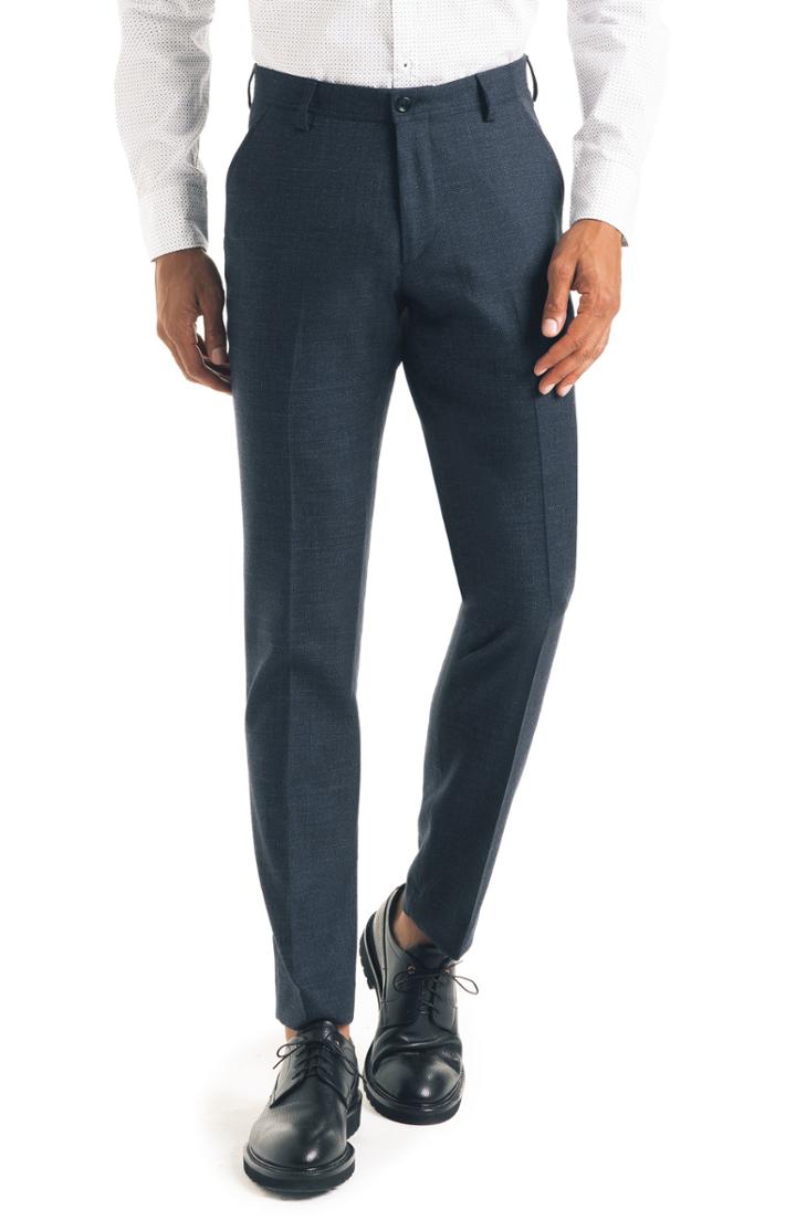 Men's Good Man Brand Flat Front Stretch Wool Blend Trousers R - Blue